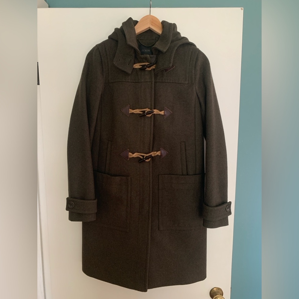 J. Crew Melton Wool Coat in Olive Green
